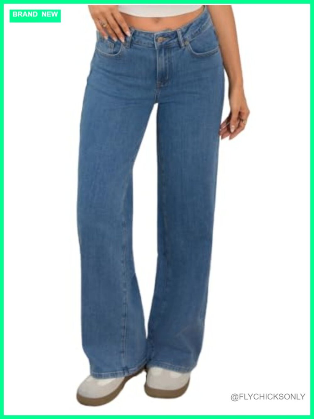 Womens High Rise Straight Leg Stretchy Jeans Tummy Control Denim Pants